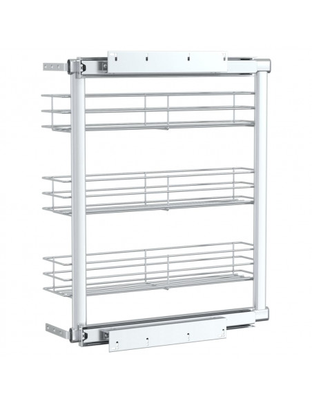 Cestino da Cucina in Rete a 3 Livelli Argento 47x15,5x55,5 cm