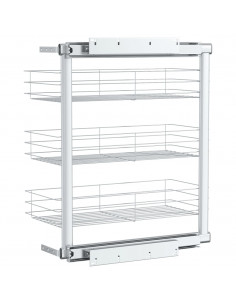 Cestino da Cucina in Rete a 3 Livelli Argento 47x25x56 cm