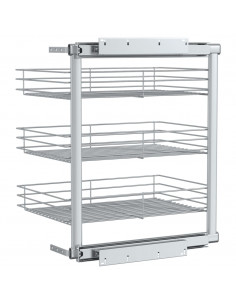 Cestino da Cucina in Rete a 3 Livelli Argento 47x35x56 cm