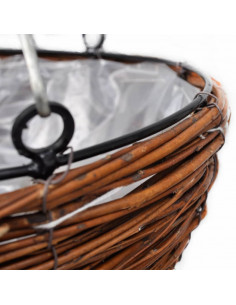 Cestino pendente tondo in salice 4 pezzi con fodera e catena