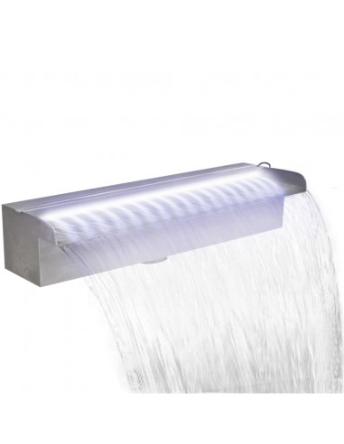 Cascata per Laghetto Rettangolare con LED in Acciaio Inox 45 cm