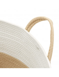 Cestino Portaoggetti Beige e Bianco Ø38x46 cm in Cotone