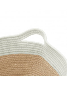 Cestino Portaoggetti Beige e Bianco Ø40x25 cm in Cotone