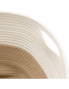 Cestino Portaoggetti Beige e Bianco Ø40x35 cm in Cotone