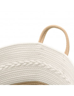 Cestino Portaoggetti Beige e Bianco Ø43x38 cm in Cotone