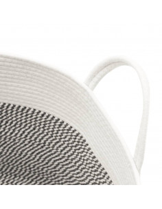 Cestino Portaoggetti Grigio e Bianco Ø38x46 cm in Cotone