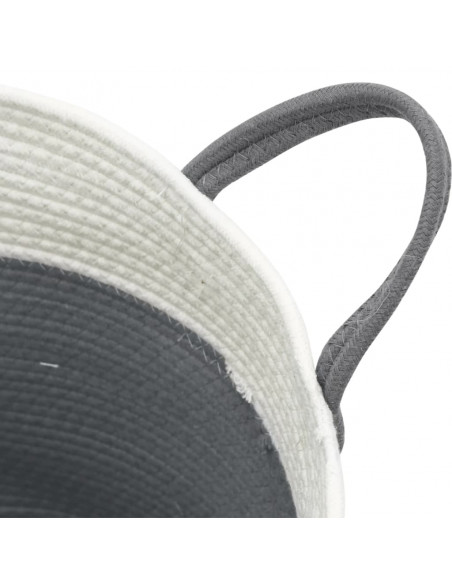 Cestino Portaoggetti Grigio e Bianco Ø38x46 cm in Cotone
