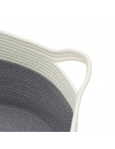 Cestino Portaoggetti Grigio e Bianco Ø40x25 cm in Cotone