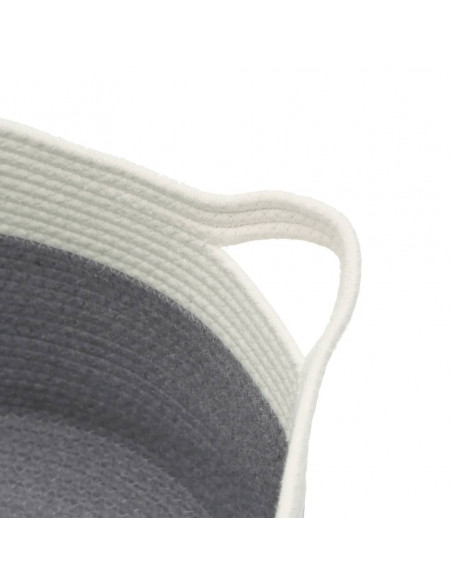 Cestino Portaoggetti Grigio e Bianco Ø40x25 cm in Cotone