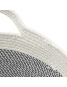 Cestino Portaoggetti Grigio e Bianco Ø40x25 cm in Cotone
