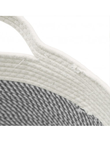 Cestino Portaoggetti Grigio e Bianco Ø40x25 cm in Cotone