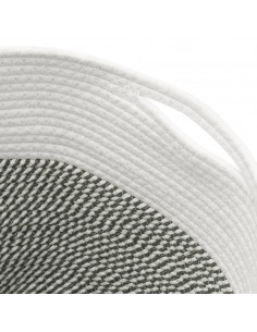 Cestino Portaoggetti Grigio e Bianco Ø40x35 cm in Cotone