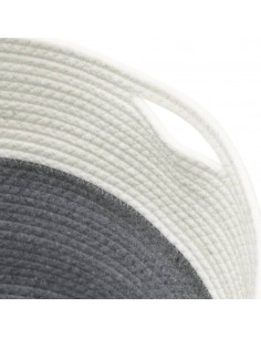 Cestino Portaoggetti Grigio e Bianco Ø40x35 cm in Cotone