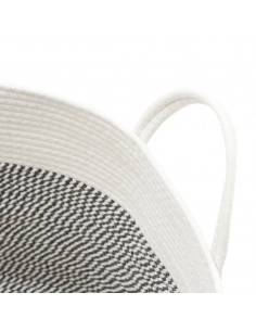 Cestino Portaoggetti Grigio e Bianco Ø51x33 cm in Cotone