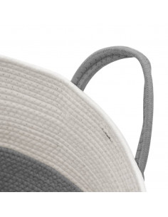 Cestino Portaoggetti Grigio e Bianco Ø51x33 cm in Cotone