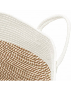 Cestino Portaoggetti Marrone e Bianco Ø38x46 cm in Cotone