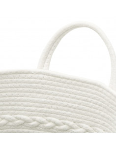 Cestino Portaoggetti Marrone e Bianco Ø43x38 cm in Cotone