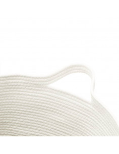 Cestino Portaoggetti Marrone e Bianco Ø49x65 cm in Cotone