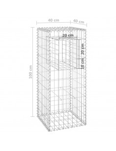 Cesto a Gabbione a Torre 40x40x100 cm in Ferro