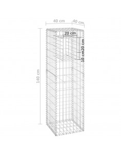 Cesto a Gabbione a Torre 40x40x140 cm in Ferro