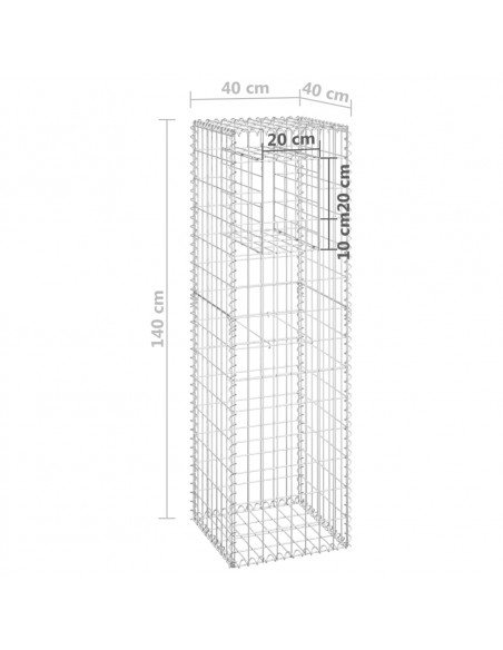 Cesto a Gabbione a Torre 40x40x140 cm in Ferro