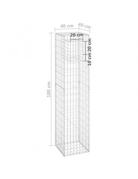 Cesto a Gabbione a Torre 40x40x180 cm in Ferro