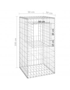 Cesto a Gabbione a Torre 50x50x100 cm in Ferro