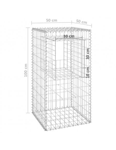 Cesto a Gabbione a Torre 50x50x100 cm in Ferro