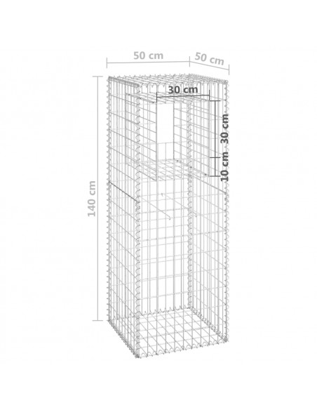 Cesto a Gabbione a Torre 50x50x140 cm in Ferro