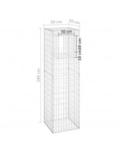 Cesto a Gabbione a Torre 50x50x180 cm in Ferro