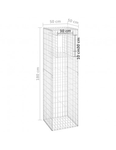 Cesto a Gabbione a Torre 50x50x180 cm in Ferro