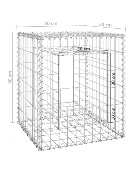 Cesto a Gabbione a Torre 50x50x60 cm in Ferro