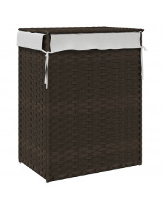 Cesto Biancheria Coperchio Marrone Scuro 46x33x60 cm Polyrattan