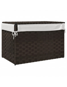 Cesto Biancheria Coperchio Marrone Scuro 55,5x35x34 Polyrattan