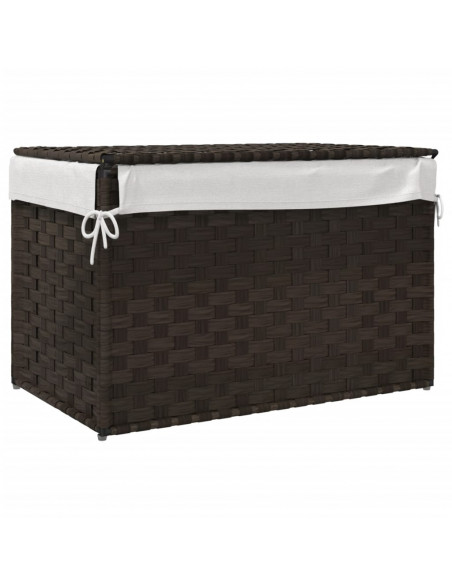 Cesto Biancheria Coperchio Marrone Scuro 55,5x35x34 Polyrattan