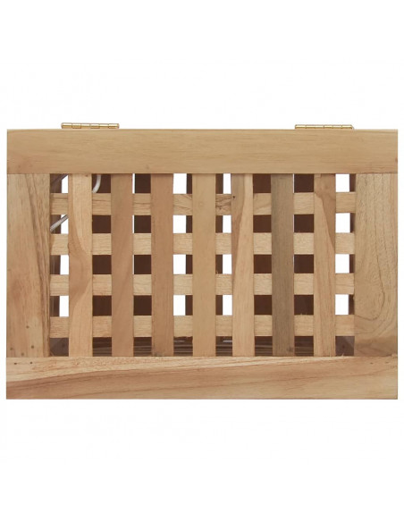 Cesto del Bucato 35x25x60 cm in Legno Massello di Teak