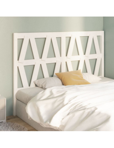 Testiera per Letto Bianca 146x4x100cm in Legno Massello di Pino