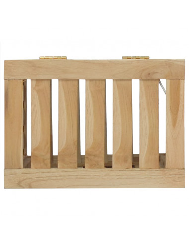 Cesto del Bucato 35x25x60 cm in Legno Massello di Teak