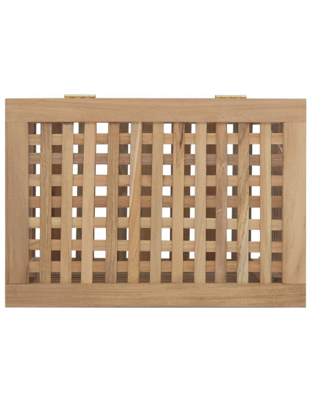 Cesto del Bucato 50x35x60 cm in Legno Massello di Teak