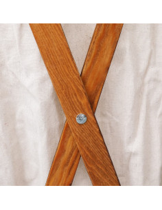 Cesto della Biancheria Pieghevole Crema Legno e Tessuto