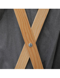 Cesto della Biancheria Pieghevole Grigio Legno e Tessuto