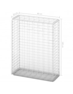 Cesto Gabbione con Coperchio in Filo Zincato 100 x 80 x 30 cm