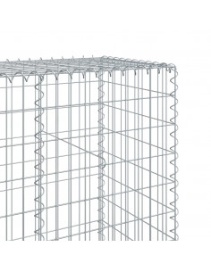 Cesto Gabbione con Copertura 100x50x200 cm in Ferro Zincato