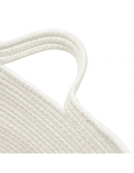 Cesto per Biancheria Beige e Bianco Ø60x36 cm in Cotone