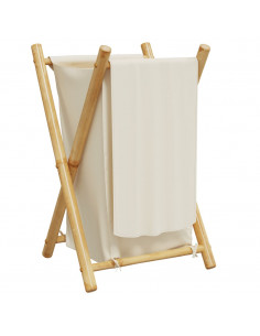 Cesto per Biancheria Bianco Crema 41,5x36x63,5 cm in Bambù