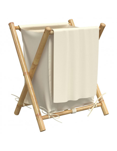 Cesto per Biancheria Bianco Crema 45x55x63,5 cm in Bambù