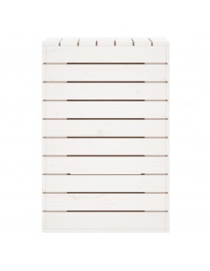 Cesto per Bucato Bianco 44x44x66 cm Legno Massello Pino