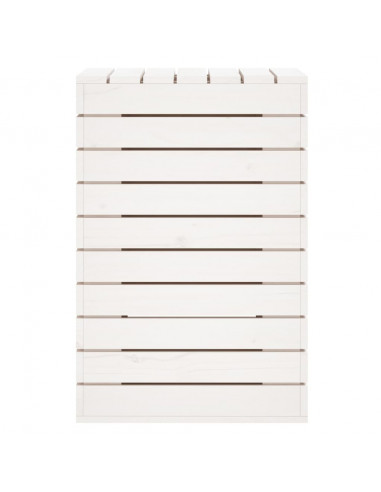 Cesto per Bucato Bianco 44x44x66 cm Legno Massello Pino