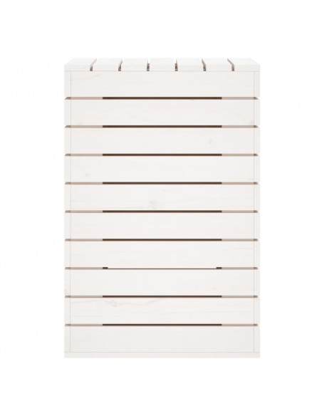 Cesto per Bucato Bianco 44x44x66 cm Legno Massello Pino