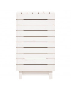 Cesto per Bucato Bianco 44x44x76 cm Legno Massello Pino